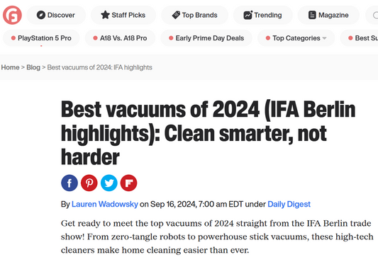 Our award-winning HIZERO F600 has been featured as one of the best vacuums of 2024 on Gadget Flow.